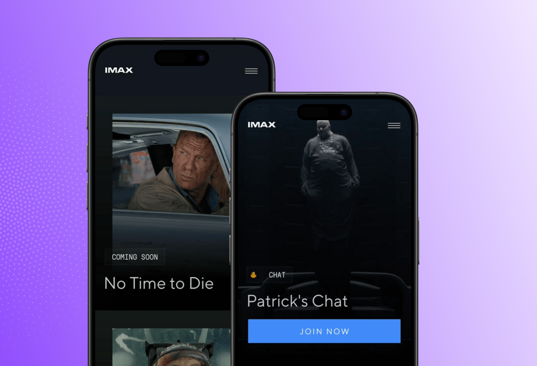 IMAX app on smartphone screens